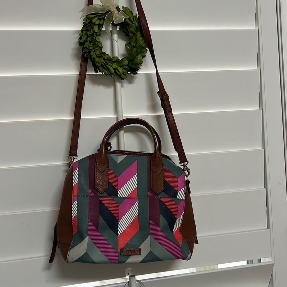 Fossil Multicolored Satchel With Crossbody Strap - image 1